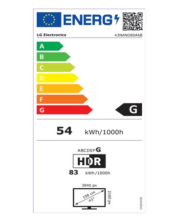 LG 43NANO80A6B 43in NanoCell AI 4K Smart TV