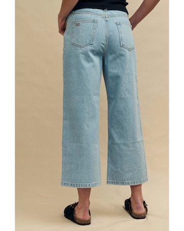 Nobody's Child Blue Light Wash Cropped Denim High Rise Wide Leg Jean