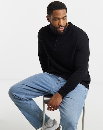 Jack & Jones Textured Henley - Black