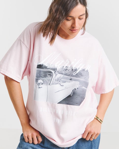 Simply Be Baby Pink Marilyn Monroe License T-Shirt