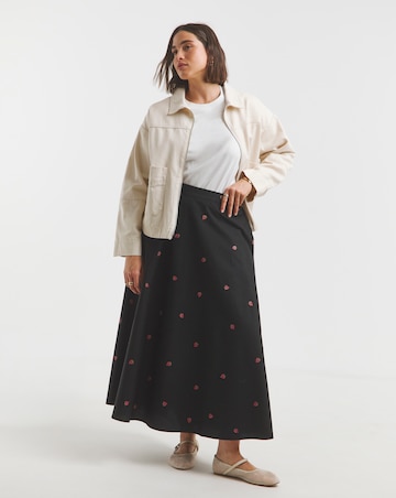 Simply Be Embroidered Poplin Midaxi Skirt