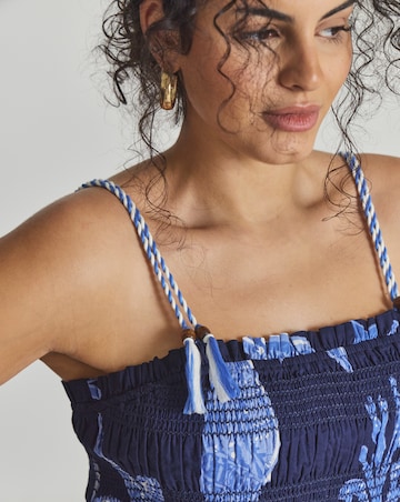 MAGISCULPT Shirred Maxi Beach Dress Shell Print