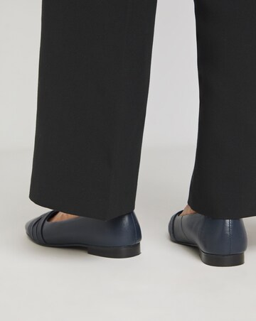 Heavenly Soles Lucille Leather Crossover Detail Square Toe Ballerina Wide E Fit