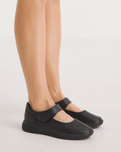 Rochelle Leather Bar Trainers - Extra Wide Fit (EEE)