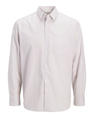 Jack & Jones Cole Poplin Stripe Long Sleeve Shirt - Cream
