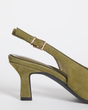 Verona Suede Pointed Toe Slingback Heels - Extra Wide Fit (EEE)