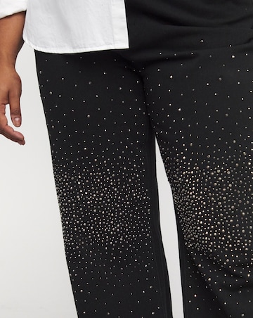Black Embellished Wide Leg Jeans