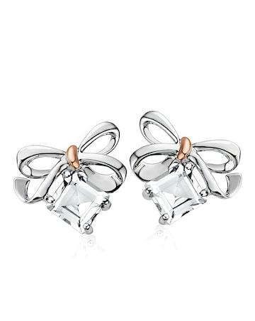 Clogau Christmas Bow Square Stud Earrings