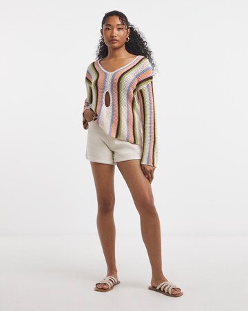 Native Youth Multi Stripe Cut Out Detail Knitted Top