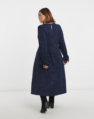 Blue Print Supersoft Midi Dress With Frill Detail