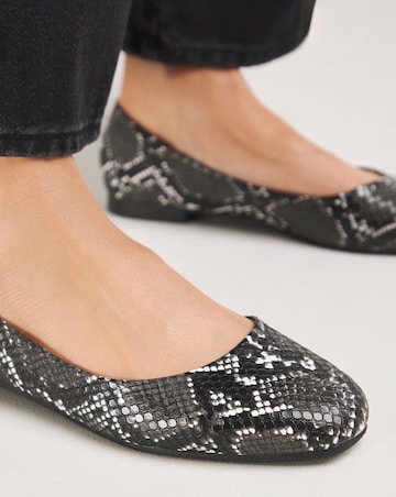 Clarice Square Toe Snake Ballerina Shoes Wide E Fit