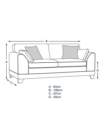 Hilliard Fabric 3 Seater Sofa
