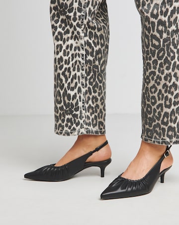 Tilda Ruched Front Kitten Heel Slingback Shoes - Extra Wide Fit (EEE)