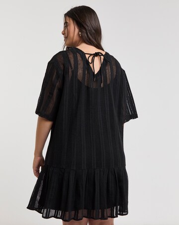 Native Youth Stripe Crochet Peplum Dress