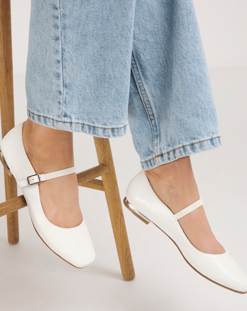 Simply Be Emilie Mary Jane Stretch Strap Ballerina Shoes - Extra Wide Fit (EEE)