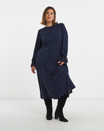 Blue Print Supersoft Midi Dress With Frill Detail
