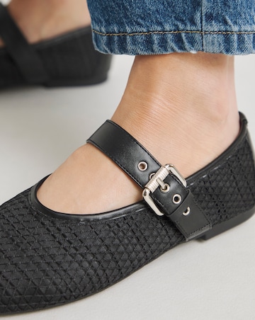 Mykonos Net Mesh Mary Jane Ballerinas - Wide Fit (E)