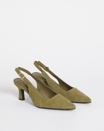 Verona Suede Pointed Toe Slingback Heels - Extra Wide Fit (EEE)