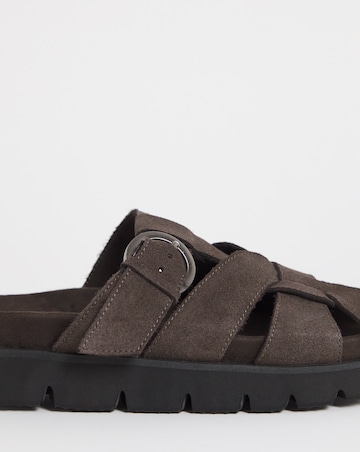 Aziza Suede Woven Closed Toe Mule Shoes - Wide Fit (E)