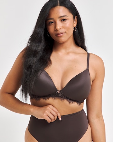 Figleaves Smoothing Non Wired Padded Bra With Lace Detail B-G - Black