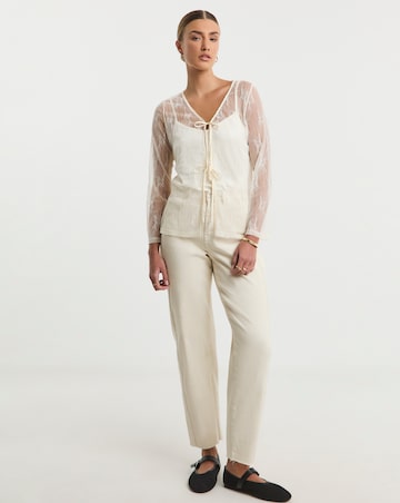 Simply Be Ecru Lace Tie Front Cardi