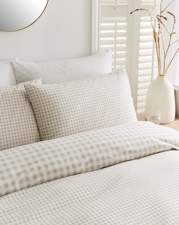 Gingham Cotton Blend Reversible Duvet Cover Set