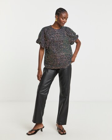 Joanna Hope Sequin Puff Sleeve top