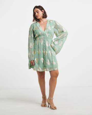 Simply Be Sage Jacquard Skater Dress