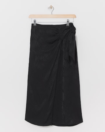 Printed Satin Jacquard Wrap Skirt
