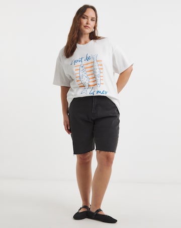 Simply Be White Sardines Slogan T-Shirt