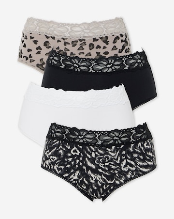 Pretty Secrets (4 Pack) Lace Top Cotton Full Fit Brief Knickers