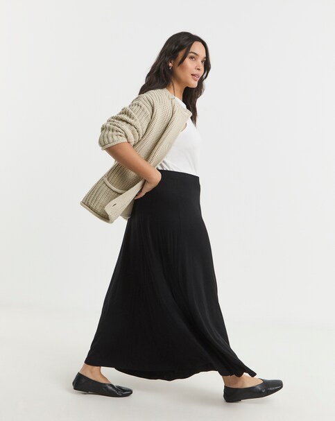 Simply Be Black Full Jersey Midaxi Skirt