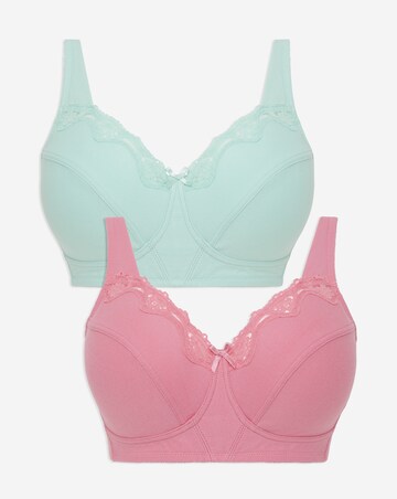 Pretty Secrets Sarah 2 Pack Pink/Aqua Full Cup Non Wired Bras B-G