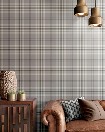 Catherine Lansfield Silver Kelso Check Wallpaper
