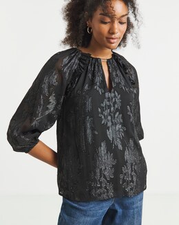 Joanna Hope Long Sleeve Lurex Blouse