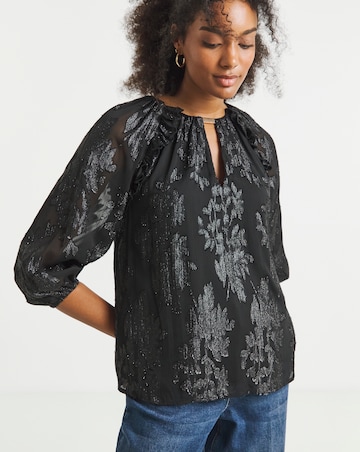 Joanna Hope Long Sleeve Lurex Blouse