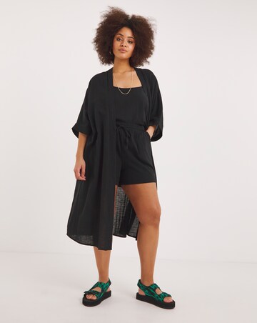 Black Linen Look Cropped Cami