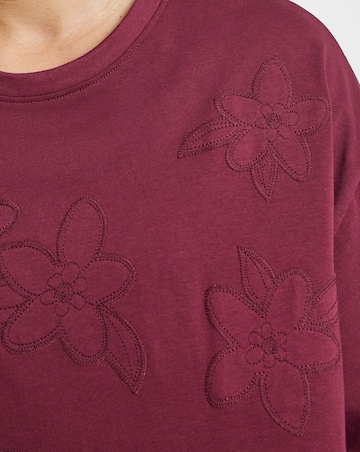 Burgundy Floral Applique T-Shirt