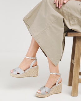 Malibu Crossover Wedge Espadrille Sandals - Wide Fit (E)
