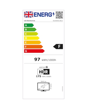 LG OLED65C36LC 65in OLED Advanced Smart 4K UHD HDR Freeview TV