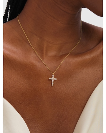Jon Richard Gold Plated Cubic Zirconia Cross Set - Gift Box