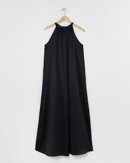Black Satin Halter Neck Dress
