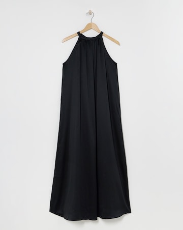 Black Satin Halter Neck Dress