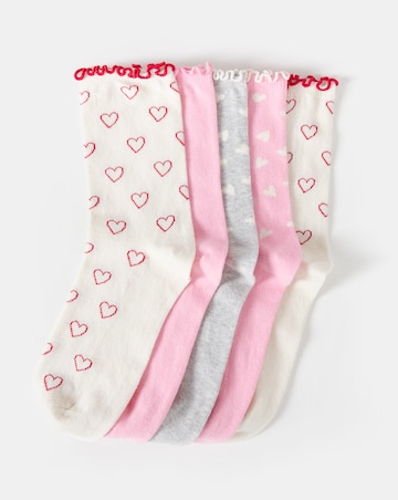 Pretty Secrets (5 Pair Pack) Ankle Socks (Wide Fit) Hearts