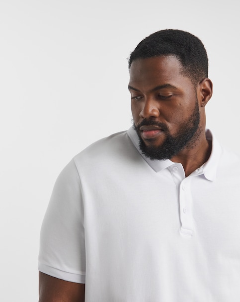 Pure Cotton Pique Polo Long- White