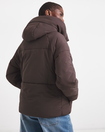 Chocolate Funnel Neck Padded Coat