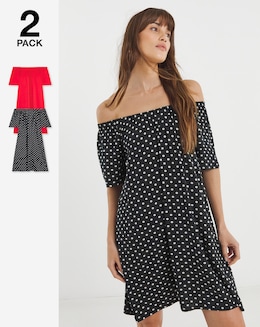 2 Pack Bardot Swing Dresses