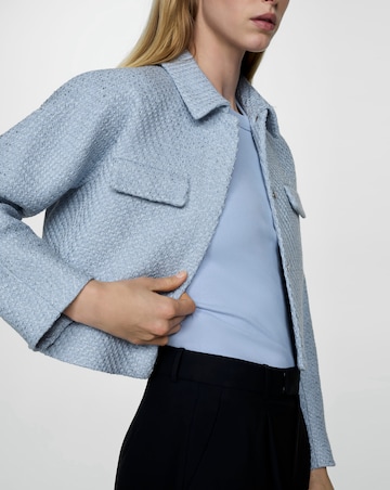 Mango Cropped Tweed Jacket with Pockets