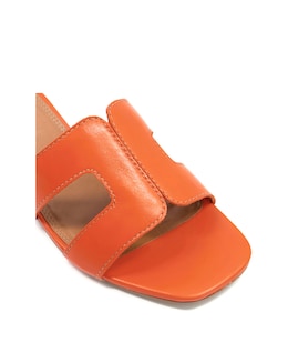 Dune Loupe Leather Slider Sandal Wide E Fit