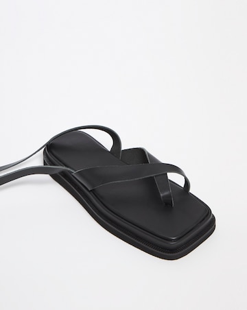 Trixie Leather Ankle Tie Square Toe Sandals Wide Fit